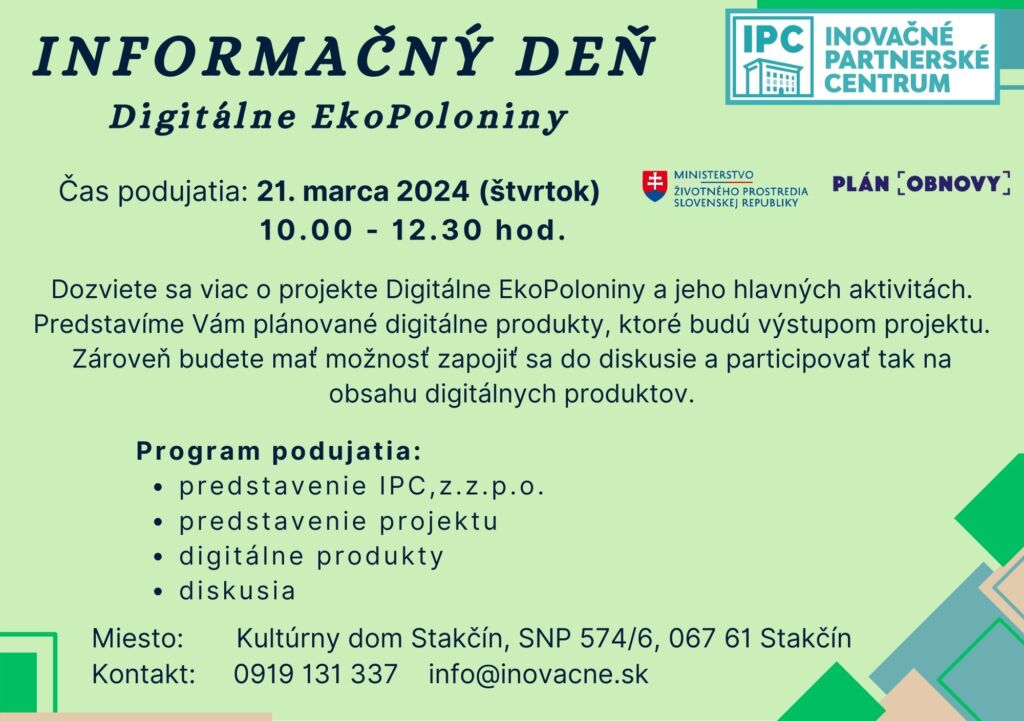 IPC Informačný deň (č.2): Digitálne EkoPoloniny - workshop